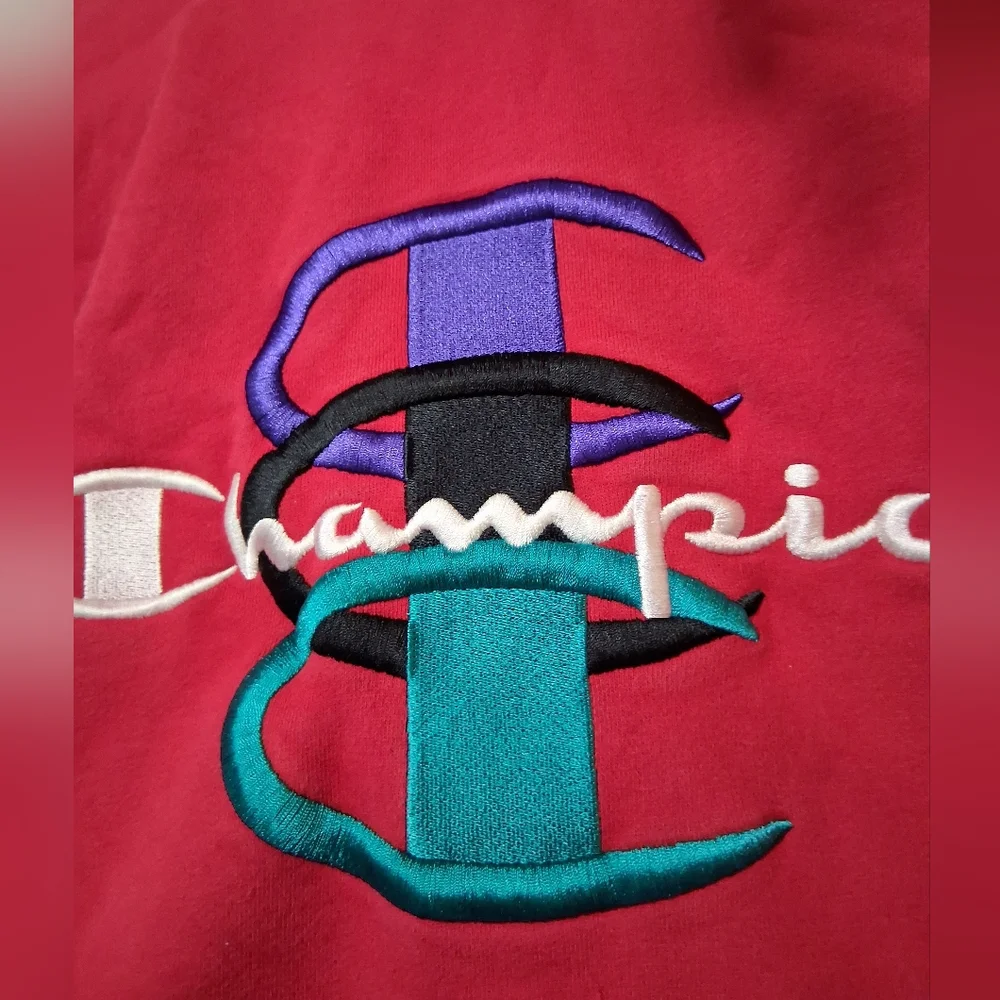 Champion Vibrant Red Hoodie with Logo Size Large - Picture 2 of 9